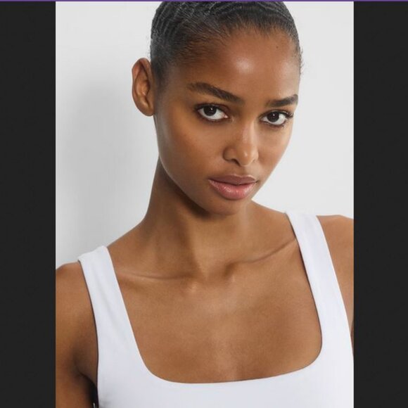 🥬NWOT Aritzia Babaton Contour Second-skin Squareneck Sleeveless Bodysuit Grey - Picture 4 of 16